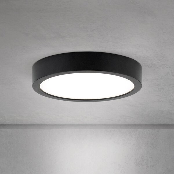 Stropné LED svetlo Disc, čierne Ø 14 cm, kov/plast, Čierna, Obývacia izba / jedáleň, Hliník, Moderný, Závesné svietidlo