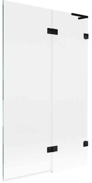 Mexen Lunar L, 2-krídlová vaňová zástena pravá 110 x 150 cm, číre sklo, čierna matná, 897L-110-100-70-00-P