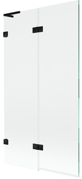 Mexen Lunar L, 2-krídlová vaňová zástena ľavá 100 x 150 cm, číre sklo, čierna matná, 897L-100-100-70-00-L