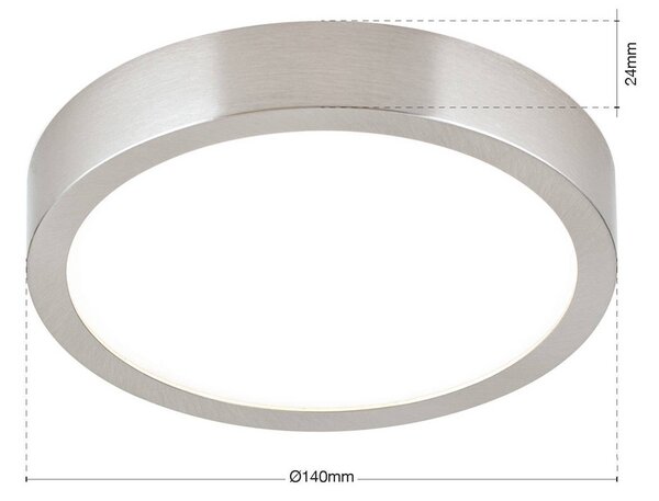 Stropné LED svetlo Disc, saténovo niklové, Ø 14 cm,, Hliník / sivá / zinok, Obývacia izba / jedáleň, Hliník, Moderný, Závesné svietidlo