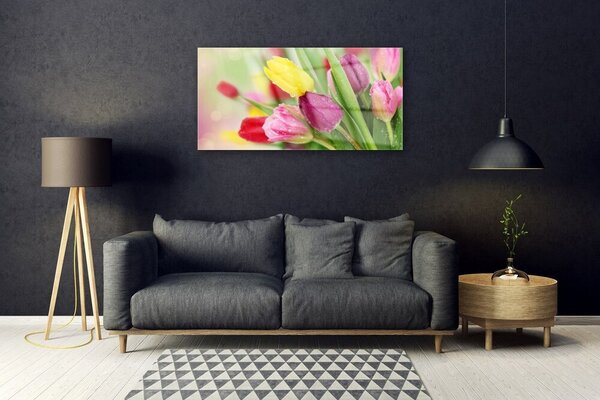 Obraz na skle Tulipány kvety rastlina 100x50 cm 2 Prívesky