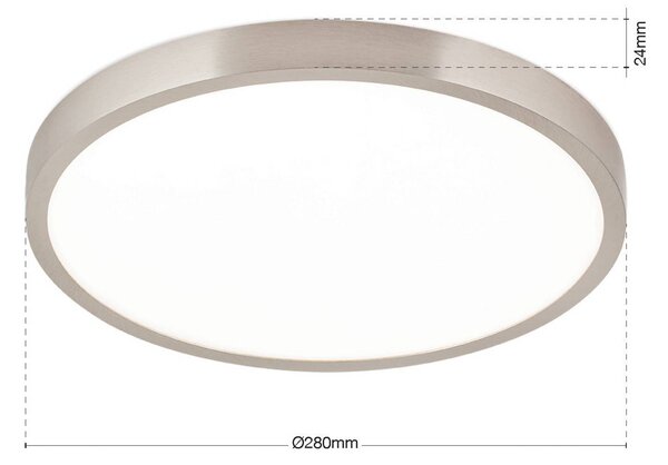 Stropné LED svetlo Disc, saténovo niklové, Ø 28 cm,, Hliník / sivá / zinok, Obývacia izba / jedáleň, Hliník, Moderný, Závesné svietidlo