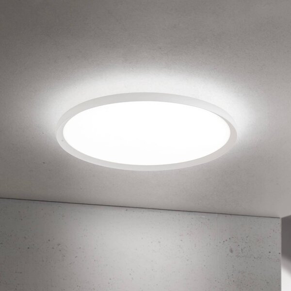 Stropné LED svetlo Kant, Ø 60 cm, biele, kov/plast, Biela / opálová, Obývacia izba / jedáleň, Hliník, Moderný, Závesné svietidlo