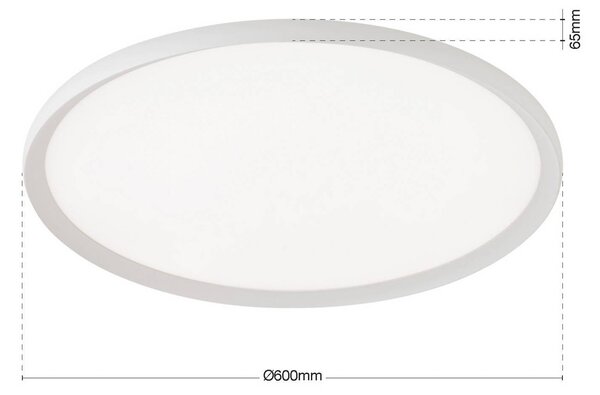 Stropné LED svetlo Kant, Ø 60 cm, biele, kov/plast, Biela / opálová, Obývacia izba / jedáleň, Hliník, Moderný, Závesné svietidlo