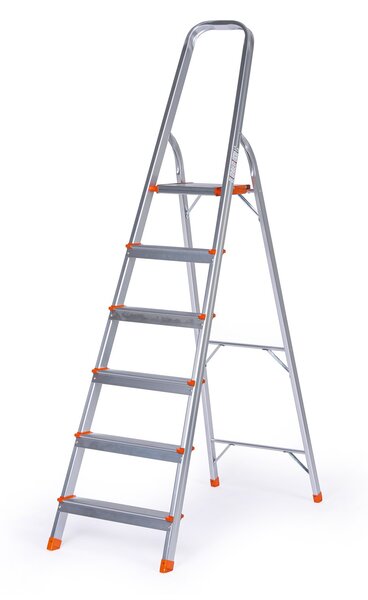Jednostranné hliníkové schodíky, 1x6 stupňov, výška 1,27 m