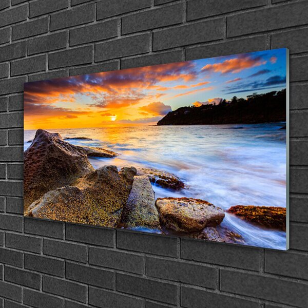 Obraz na skle Kamene more príroda 100x50 cm 2 Prívesky