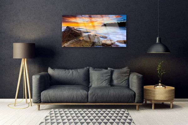 Obraz na skle Kamene more príroda 100x50 cm 2 Prívesky
