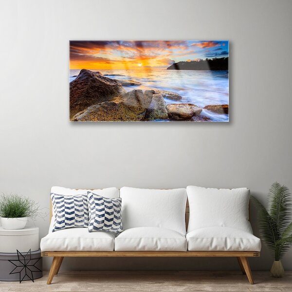 Obraz na skle Kamene more príroda 100x50 cm 2 Prívesky