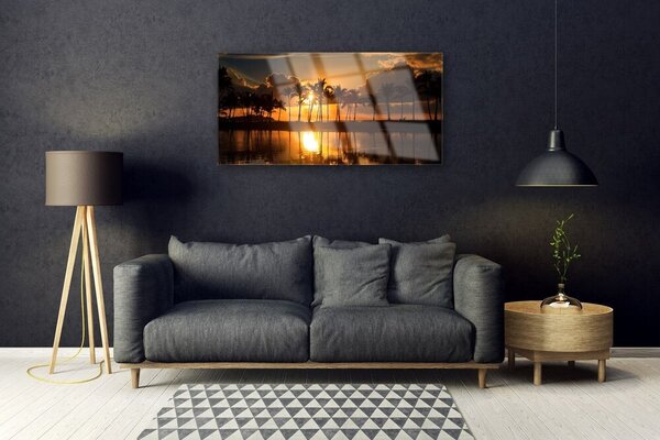 Obraz na skle Stromy slnko krajina 100x50 cm 2 Prívesky