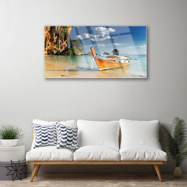 Obraz na skle Loďka more príroda 100x50 cm 2 Prívesky