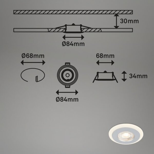 Briloner 7039034-SADA 3xLED Kúpeľňové podhľadové svietidlo 3xLED/5W/230V IP44 matný chróm