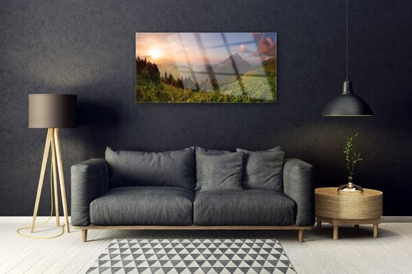 Obraz na skle Hora les príroda 100x50 cm 2 Prívesky