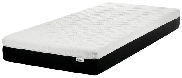 Gélový matrac z pamäťovej peny tvrdý biely a čierny 90 x 200 cm polyesterový snímateľný poťah so zipsom