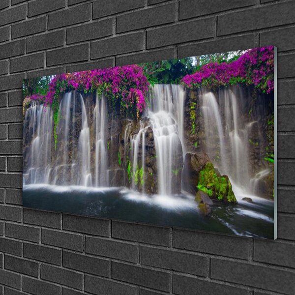 Obraz na skle Vodopád príroda 100x50 cm 2 Prívesky