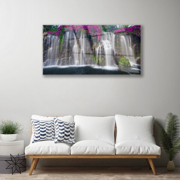 Obraz na skle Vodopád príroda 100x50 cm 2 Prívesky