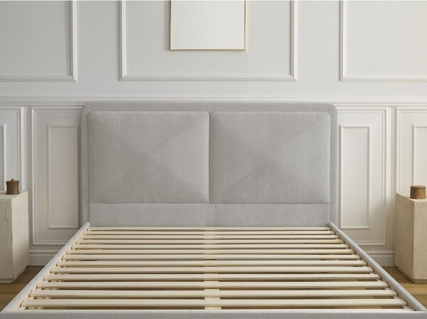 Sivá čalúnená čalúnená dvojlôžková posteľ s roštom 140x190 cm Mara – Bobochic Paris