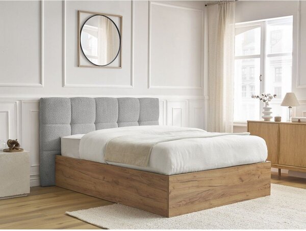 Sivá čalúnená čalúnená/z drevotriesky dvojlôžková posteľ s úložným priestorom s roštom 160x200 cm Kumo – Bobochic Paris