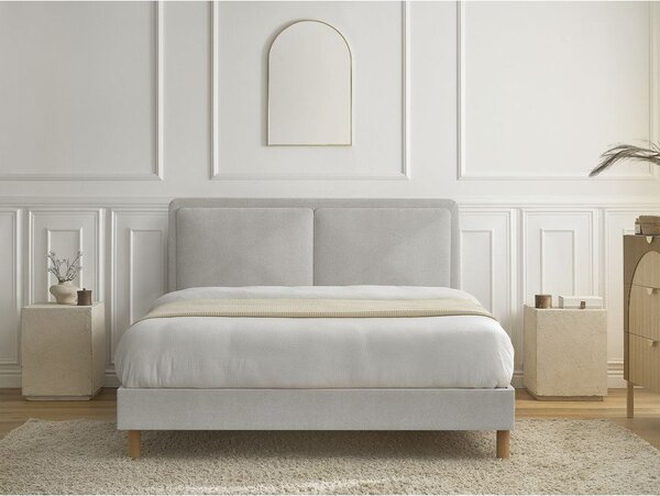 Sivá čalúnená čalúnená dvojlôžková posteľ s roštom 140x190 cm Mara – Bobochic Paris
