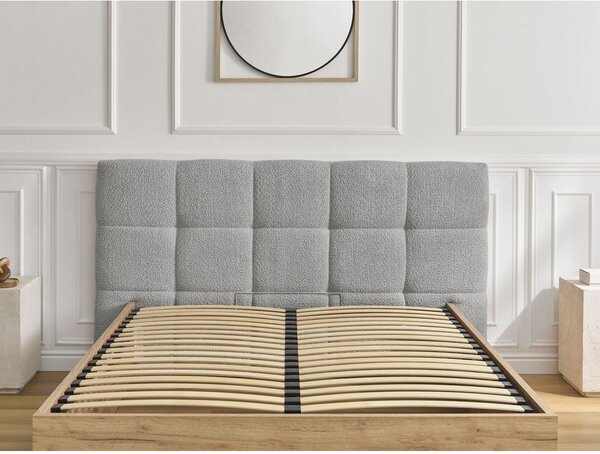 Sivá čalúnená čalúnená/z drevotriesky dvojlôžková posteľ s úložným priestorom s roštom 160x200 cm Kumo – Bobochic Paris