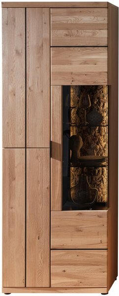 VITRÍNA, divoký dub, korok, čierna, divoký dub, 75/207/42 cm Linea Natura - Sklenené vitríny