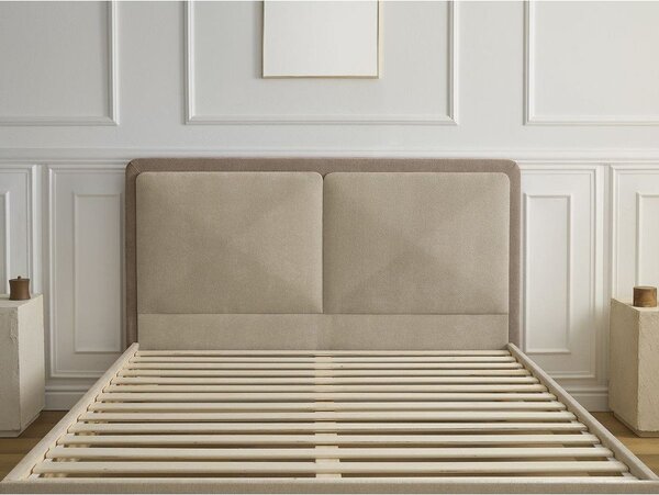 Béžová/taupe čalúnená čalúnená dvojlôžková posteľ s roštom 140x190 cm Mara – Bobochic Paris