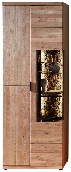 VITRÍNA, divoký dub, korok, čierna, divoký dub, 75/207/42 cm Linea Natura - Sklenené vitríny