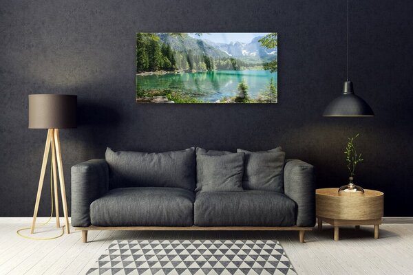 Skleneny obraz Hory jazero les príroda 100x50 cm 2 Prívesky