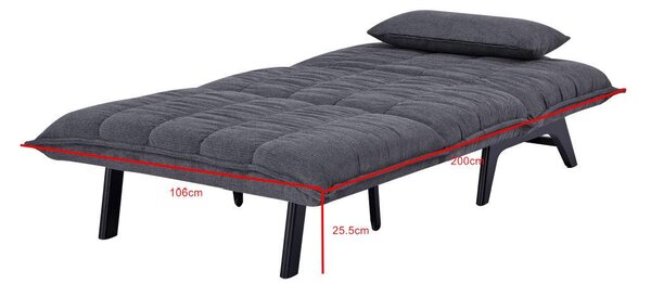 ROZKLADACIE KRESLO, drevo, kov, textil, sivá Stylife - Postele