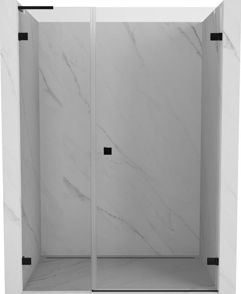 Mexen Lunar-B, L otočné pravé sprchové dvere 110 cm, 8mm číre sklo, čierny matný profil, 832SL-110-050-70-00-P