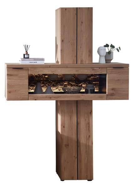 REGÁLOVÝ DIEL, divoký dub, korok, čierna, divoký dub, 140/203/42 cm Linea Natura - TV nábytok