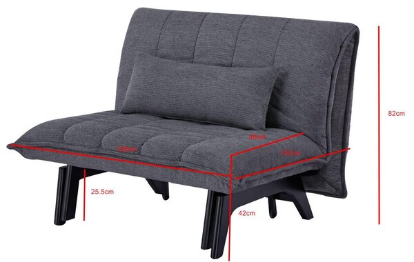 ROZKLADACIE KRESLO, drevo, kov, textil, sivá Stylife - Postele