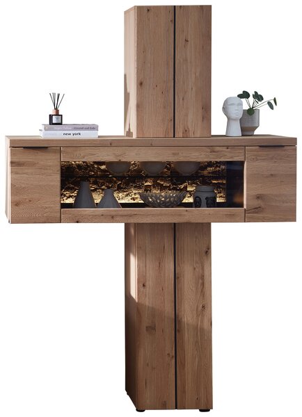 REGÁLOVÝ DIEL, divoký dub, korok, čierna, divoký dub, 140/203/42 cm Linea Natura - TV nábytok