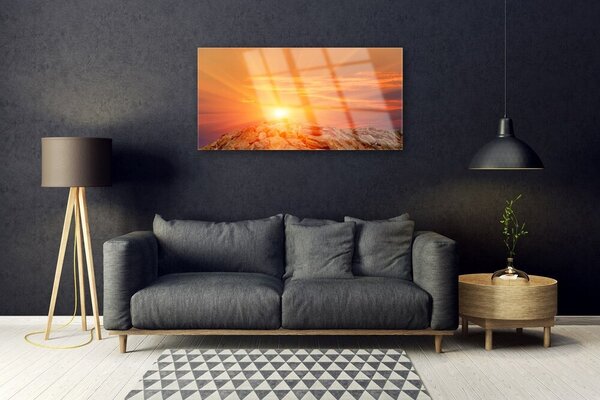 Skleneny obraz Slnko nebo hora krajina 100x50 cm 2 Prívesky