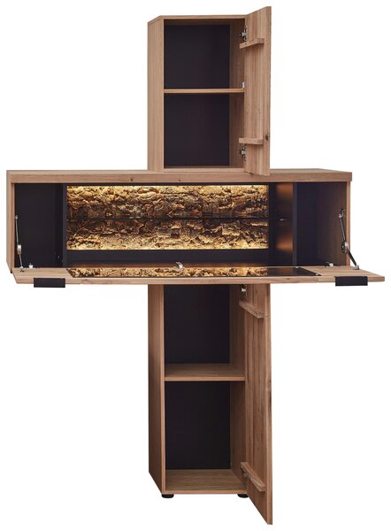 REGÁLOVÝ DIEL, divoký dub, korok, čierna, divoký dub, 140/203/42 cm Linea Natura - TV nábytok