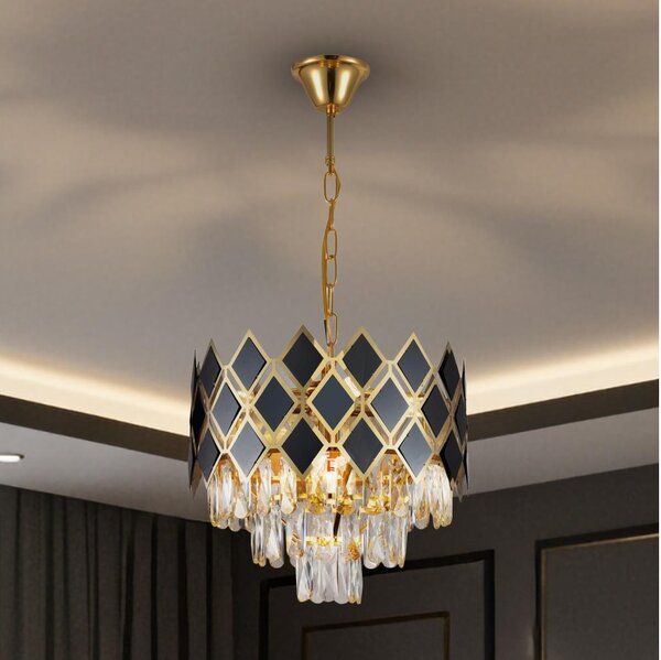 Brilagi - Luster na reťazi CRISTAL 5xE14/40W/230V pr. 38 cm zlatá/čierna