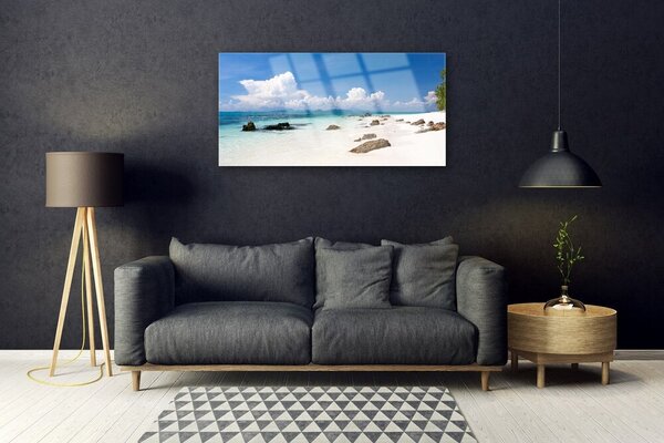 Skleneny obraz Pláž kamene krajina 100x50 cm 2 Prívesky