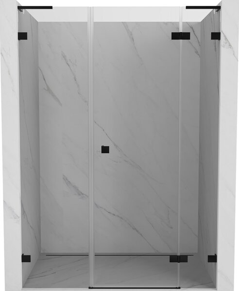 Mexen Lunar L, pravé otočné sprchové dvere 125 cm, číre sklo, čierny profil, 834SL-125-050-70-00-P