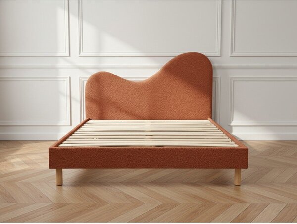 Čalúnená čalúnená dvojlôžková posteľ s roštom 160x200 cm v terakotovej farbe Celina – Bobochic Paris