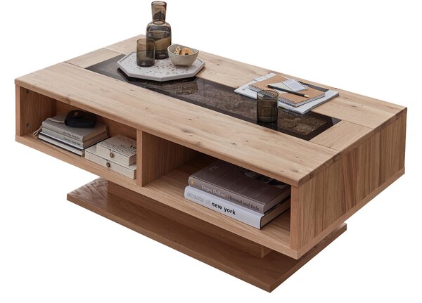 KONFERENČNÝ STOLÍK, čierna, divoký dub, drevo, sklo, kompozitné drevo, 115/43/65 cm Linea Natura - Stolíky do obývačky