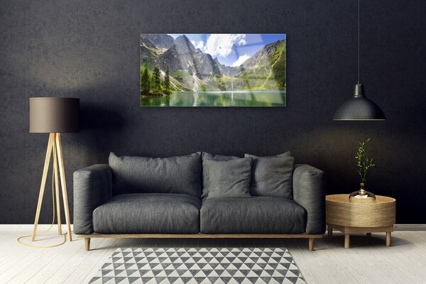 Skleneny obraz Hora jazero príroda 100x50 cm 2 Prívesky