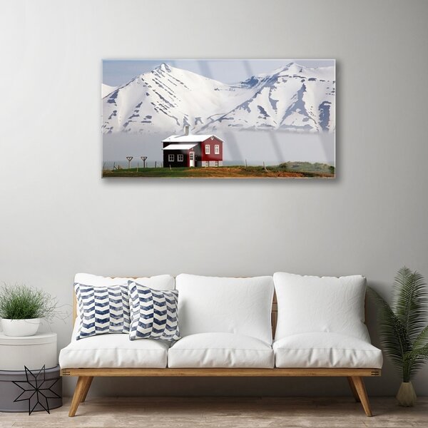 Skleneny obraz Hora dom krajina 100x50 cm 2 Prívesky