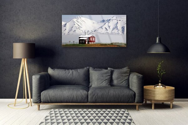 Skleneny obraz Hora dom krajina 100x50 cm 2 Prívesky