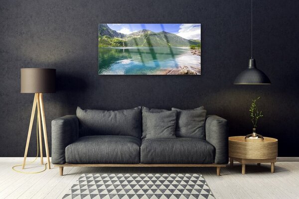 Skleneny obraz Hora jazero príroda 100x50 cm 2 Prívesky