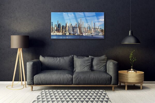 Skleneny obraz Mesto mrakodrapy domy 100x50 cm 2 Prívesky