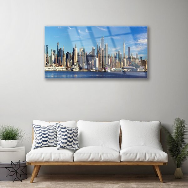 Skleneny obraz Mesto mrakodrapy domy 100x50 cm 2 Prívesky