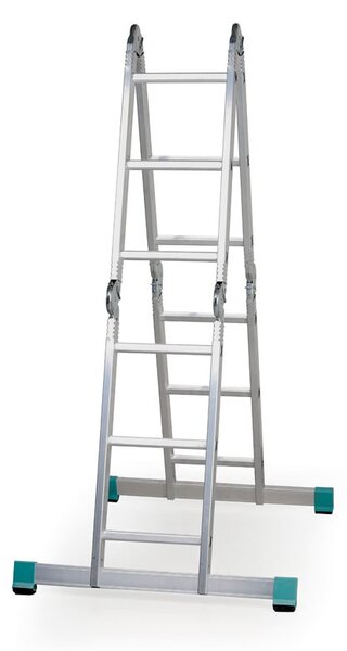 Hliníkový viacúčelový kĺbový rebrík ALVE FORTE, 4x3 priečky, dĺžka 3,48 m