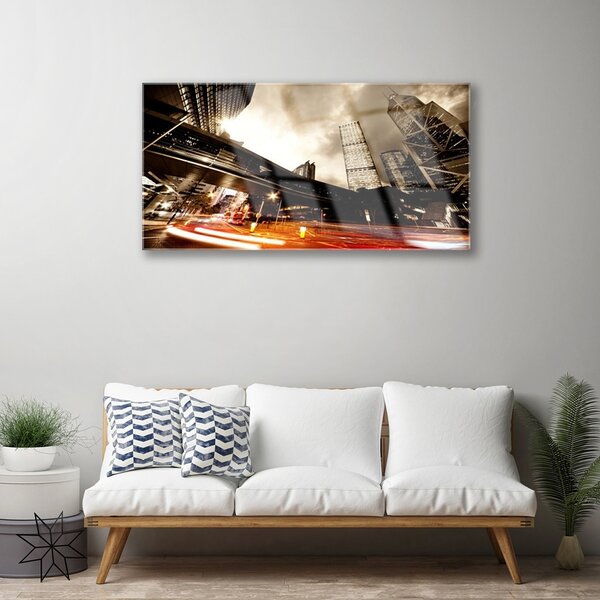 Skleneny obraz Mesto cesta domy 100x50 cm 2 Prívesky