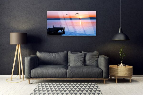 Skleneny obraz More mólo slnko krajina 100x50 cm 2 Prívesky