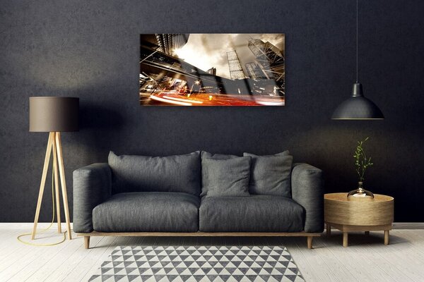 Skleneny obraz Mesto cesta domy 100x50 cm 2 Prívesky