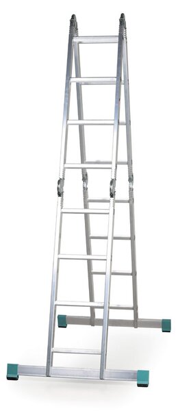 Hliníkový viacúčelový kĺbový rebrík ALVE FORTE, 4x4 priečky, dĺžka 4,76 m